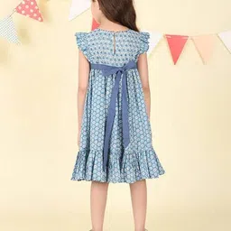fabindia Girls Block Print A-Line Dress image 4