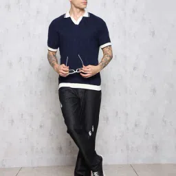 Shein Contrast Binding & Trim Self-Design Polo Tshirt image 4