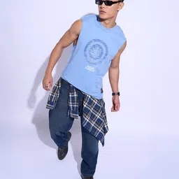 sf jeans by pantaloons Men Graphic Print Sleeveless Vest image 4