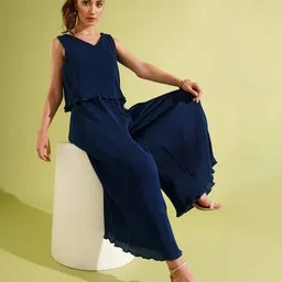 globus Women Ribbed V-Neck Jumpsuit image 4