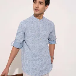 indus route by pantaloons Men Geometric Print Regular Fit Kurta image 4