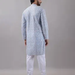 villain Men Regular Fit Long Kurta with Mandarin Collar  image 4