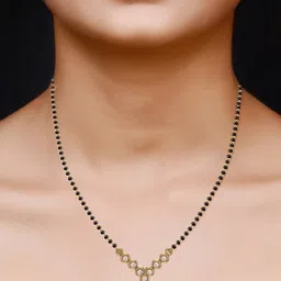 dishis Yellow Gold Diamond-Studded Mangalsutra image 4