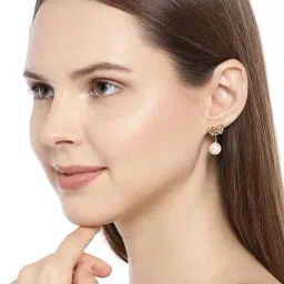 oomph EIS9-Gold-Plated Drop Earrings with Pearl Accent image 4