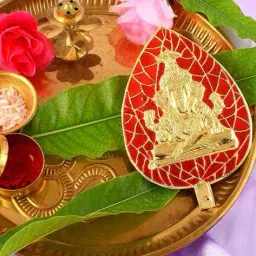 dzinetrendz Lord Ganesha on Leaf Handcrafted Idol image 4