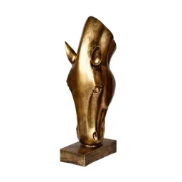 ecraftindia Golden Horse Face Handcrafted  Showpiece  image 4