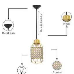 homesake Glossy Golden Crystal hanging light Half Capsule Decorative Lights image 4