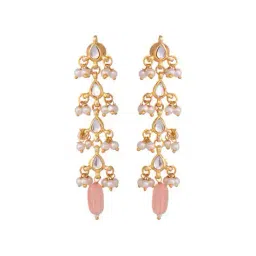 saraf rs jewellery Gold-Plated Stone-Studded Jhumkas image 4