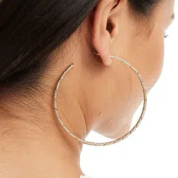 asos design Hoop Earrings with Skinny Detail image 4
