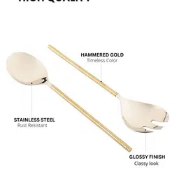 vareesha Set of 2 Gold Hammered Steel Head Serving Spoons image 4