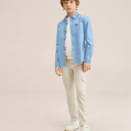 sky pearl Boys Regular Fit Shirt with Spread Collar image 4
