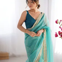 ri-wah Women Design Gota Silk Embellished Saree image 4