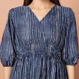 raiyani enterprise x ag Women Striped V-Neck Gown Dress image 4