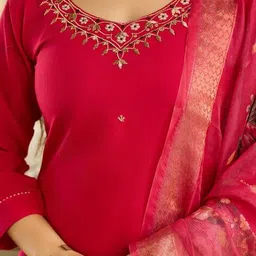 nyrika Women Embroidered Straight Kurta Suit Set image 4