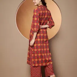 ph poshakhub Women Floral Print A-Line Kurta Set image 4