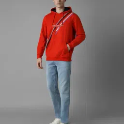 louis philippe Men Typographic Print Regular Fit Cotton Hooded Sweatshirt image 4