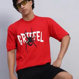 griffel Men Graphic Print Oversized Fit Crew-Neck T-Shirt image 4