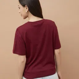 fame forever by lifestyle Women Typographic Print Regular Fit Round-Neck T-Shirt image 4