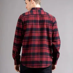 british club Men Flannel Checked Slim Fit Shirt with Patch Pocket image 4