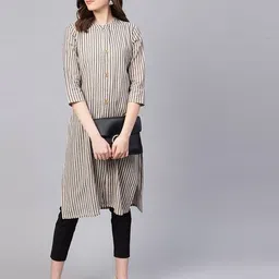 myshka Striped Button-Down Straight Kurta image 4