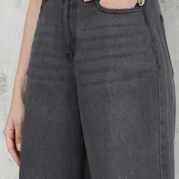 Shein Semi Elasticated Waist High Rise Knee Slit Jeans image 4