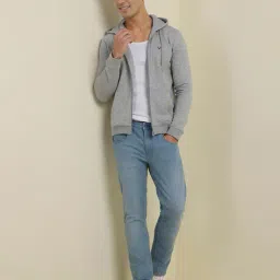 allen solly Men Regular Fit Textured Hooded Sweatshirt image 4