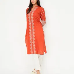 max Women Embroidered Straight Kurta image 4