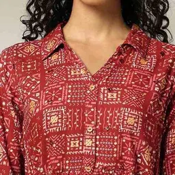 avaasa mixnmatch trends select Women Printed Fit & Flare Dress with Dori image 4