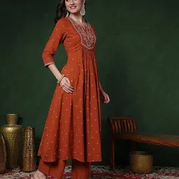 gulmohar jaipur Women Printed Flared Kurta Suit Set  image 4