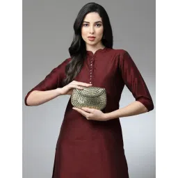 Anekaant Mosaic Gold Mosaic Embellished Metal Halfmoon Clutch image 4