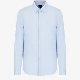 armani exchange Slim Fit Cotton Shirt with Embroidered Logo-picture-22