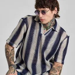 snitch Men Striped Polo T-Shirt with Short Sleeves image 5