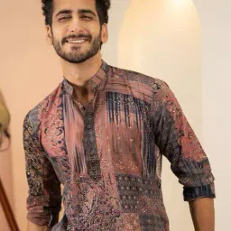 shasak Men Floral Long Kurta image 5