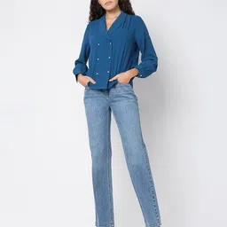 vero moda Women Relaxed Fit Shawl Collar Top image 5