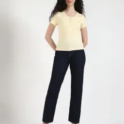 tommy hilfiger Women Ribbed Slim Fit Henley T-Shirt image 5