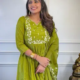 nyrika Women Embroidered Anarkali Kurta Suit Set image 5