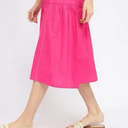 pink fort Women Round-Neck A-Line Dress image 5