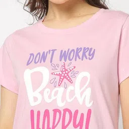 yousta Women Graphic Print Regular Fit Round-Neck Lounge T-Shirt image 5