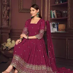 zeelpin Women Embroidery Semi-Stitched Anarkali Dress Material image 5