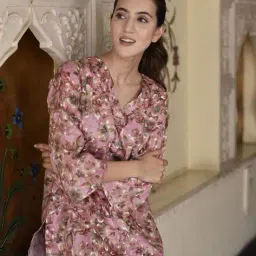 fabnex Women Floral Print Straight Kurta with Pants image 5