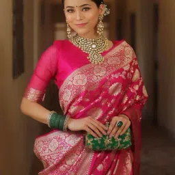 indie picks Kanjivaram Woven Banarasi Silk Saree   image 5