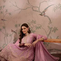 tanuka Women Embroidered Anarkali Kurta with Palazzos & Dupatta image 5