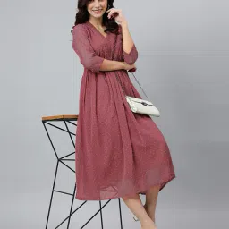 janasya Women Self-design Empire Dress image 5