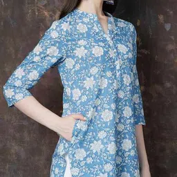 melange by lifestyle Women Floral Print Straight Kurta image 5