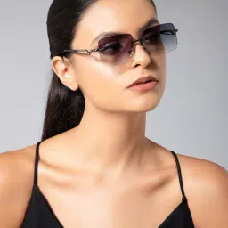 idor Women Rimless Rectangular Sunglasses-IDOR-5279-BLU image 5