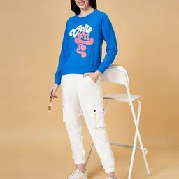 people by pantaloons Women Typographic Print Regular Fit Sweatshirt image 5