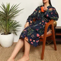 handicraft-palace Women Floral Print Bath Robe with Belt image 5