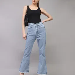 Shein Ankle Length Fray Hem Bootcut Jeans With Pockets image 5