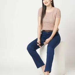 kraus Women K6030 Lightly Washed Slim Straight Fit Jeans image 5