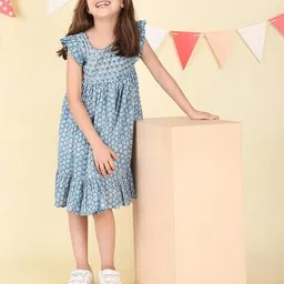 fabindia Girls Block Print A-Line Dress image 5
